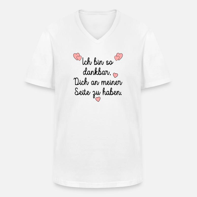 DANKBARKEIT WERTSCHÄTZUNG HERZ - Männer-T-Shirt mit V-Ausschnitt - Weiß