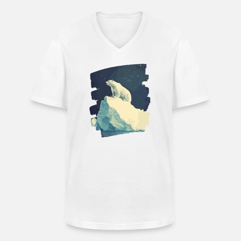 Eisbär - Männer-T-Shirt mit V-Ausschnitt - Weiß