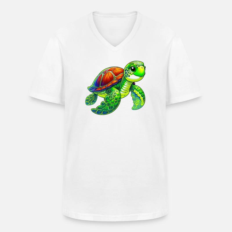 Schildkröte - Männer-T-Shirt mit V-Ausschnitt - Weiß