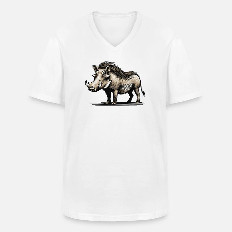 Warzenschwein - Männer-T-Shirt mit V-Ausschnitt - Weiß