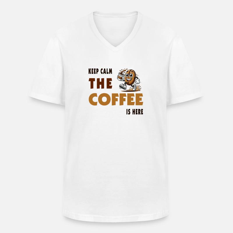 Keep Calm – The Coffee Is Here - Männer-T-Shirt mit V-Ausschnitt - Weiß