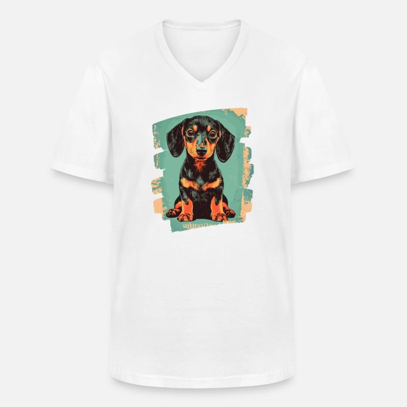 Dackel Dachshund - Männer-T-Shirt mit V-Ausschnitt - Weiß