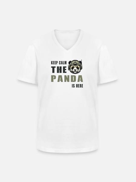 Tactical Panda – Keep Calm - Men's V-Neck T-Shirt - white