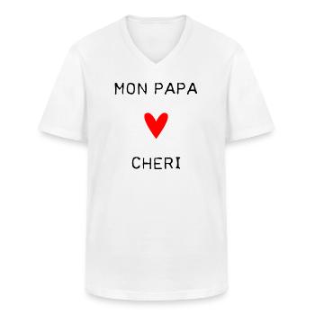 PAPA. VATERTAG. FROHER VATERTAG. ALLES GUTE ZUM GEBURTSTAG. - Männer-T-Shirt mit V-Ausschnitt - Weiß - Vorne - AI Model Male 185 light (185cm)