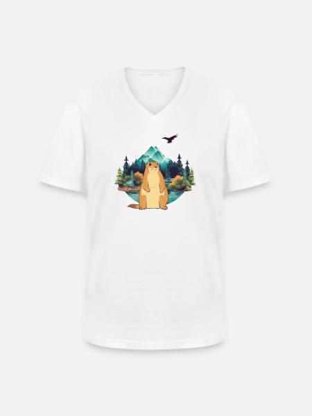 Murmeltier - Männer-T-Shirt mit V-Ausschnitt - Weiß