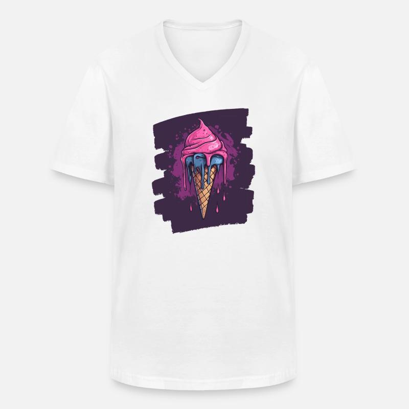 Eiscreme Eis - Männer-T-Shirt mit V-Ausschnitt - Weiß