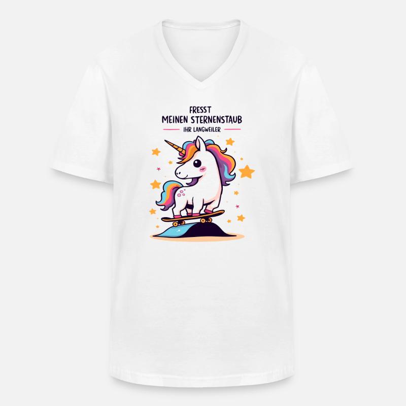 Skateboard-Einhorn - Männer-T-Shirt mit V-Ausschnitt - Weiß