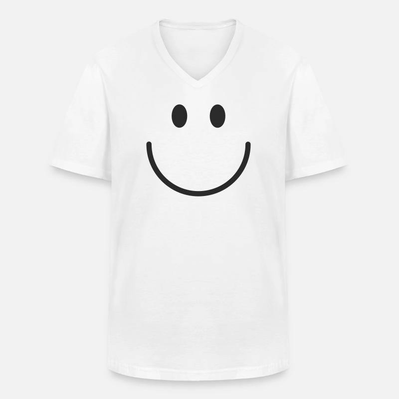 Smiley lachen lächle smile - Männer-T-Shirt mit V-Ausschnitt - Weiß