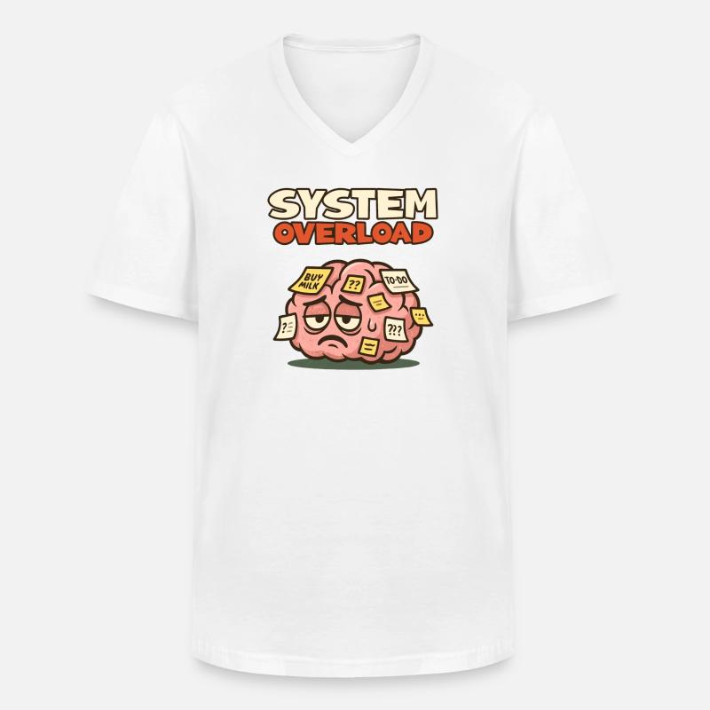 System Overload Gehirn - Männer-T-Shirt mit V-Ausschnitt - Weiß