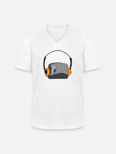 Cool Portable Cassette Audio Player - Men's V-Neck T-Shirt - white