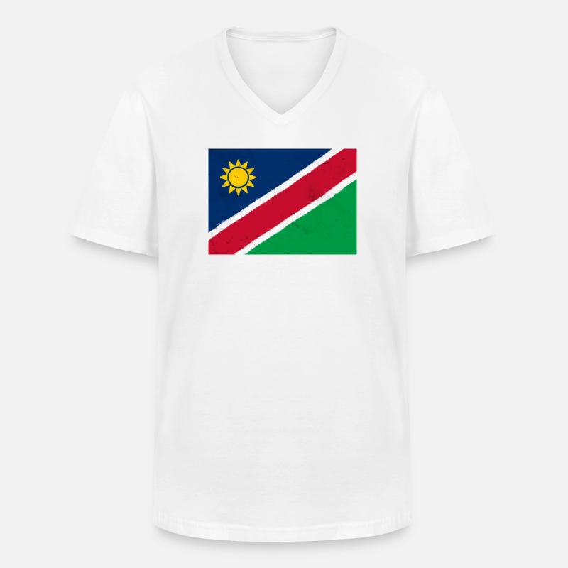 Flagge von Namibia - Männer-T-Shirt mit V-Ausschnitt - Weiß