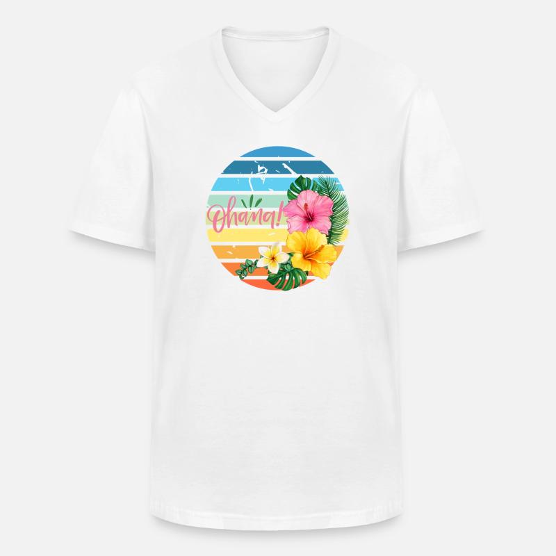 Ohana - Männer-T-Shirt mit V-Ausschnitt - Weiß