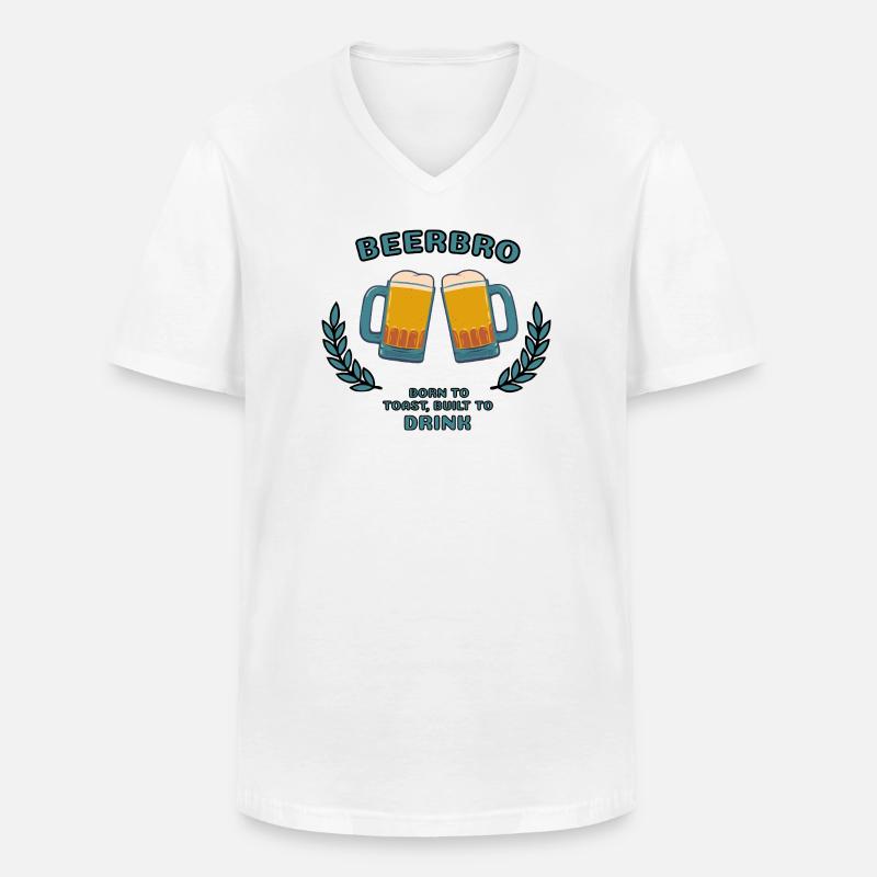 BEERBRO - Männer-T-Shirt mit V-Ausschnitt - Weiß