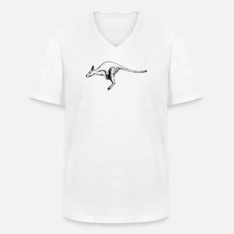 Känguru - Männer-T-Shirt mit V-Ausschnitt - Weiß