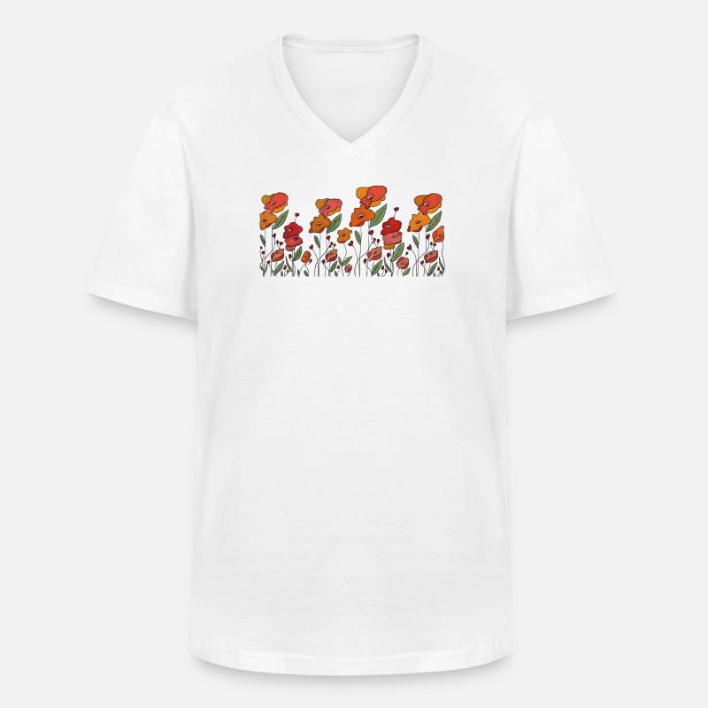 Mohnborte - Männer-T-Shirt mit V-Ausschnitt - Weiß