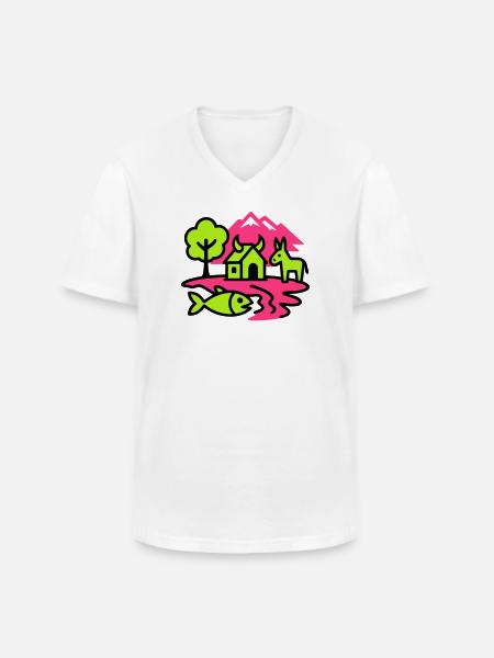 Naïve Pop Art Landscape - Men's V-Neck T-Shirt - white