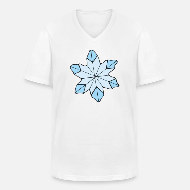 Stilvolle Blaue Eisblume design - Männer-T-Shirt mit V-Ausschnitt - Weiß