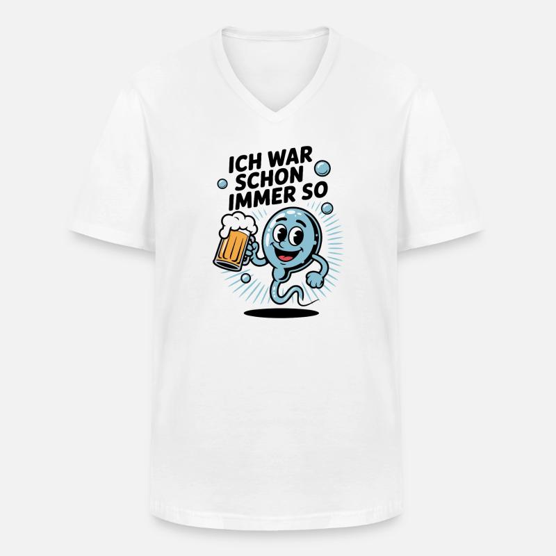 Lustiger Spruch Spermium mit Bierglas - Männer-T-Shirt mit V-Ausschnitt - Weiß