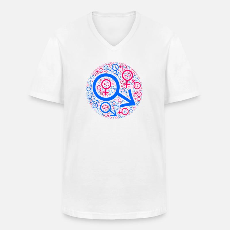 Gender-Kuddelmuddel im Kreis-Design - Männer-T-Shirt mit V-Ausschnitt - Weiß