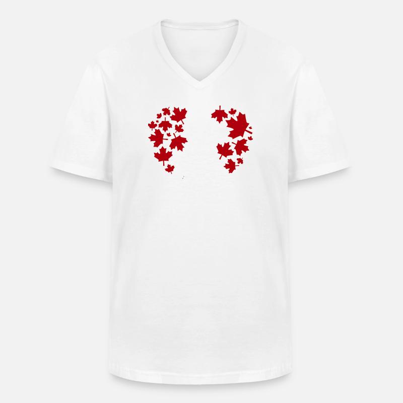 Maple Leaf Heart Pattern - Men's V-Neck T-Shirt - white
