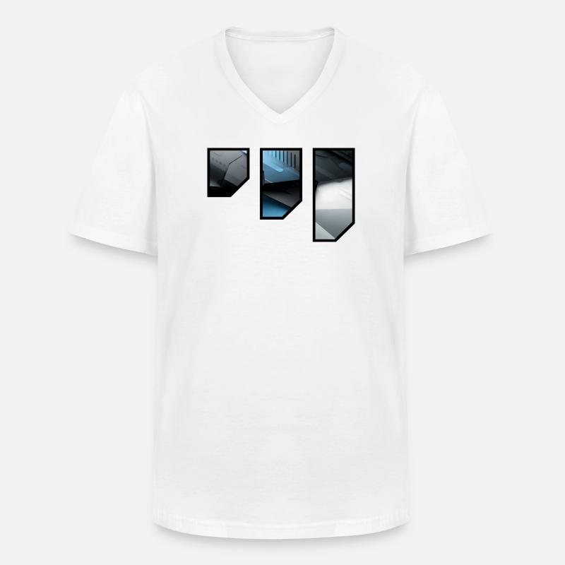 Futuristic Techno Abstract Pattern - Men's V-Neck T-Shirt - white