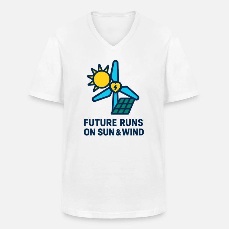 Future Runs on Sun & Wind - Männer-T-Shirt mit V-Ausschnitt - Weiß