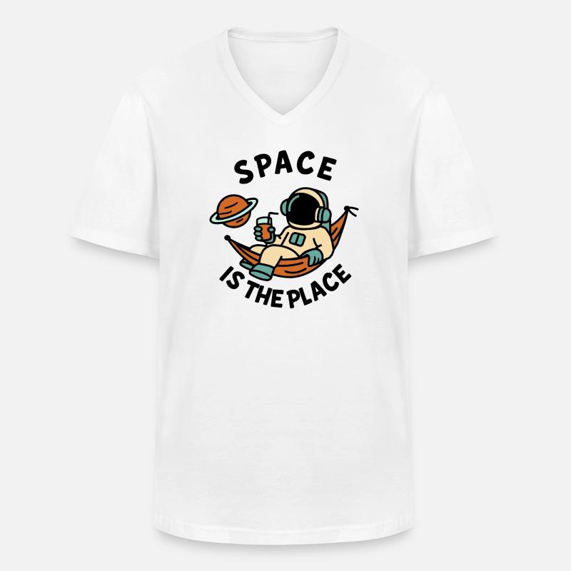 Space Explorer Astronaut Entspannendes Design - Männer-T-Shirt mit V-Ausschnitt - Weiß