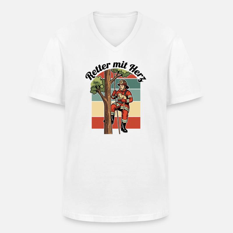 Retter mit Herz - Männer-T-Shirt mit V-Ausschnitt - Weiß