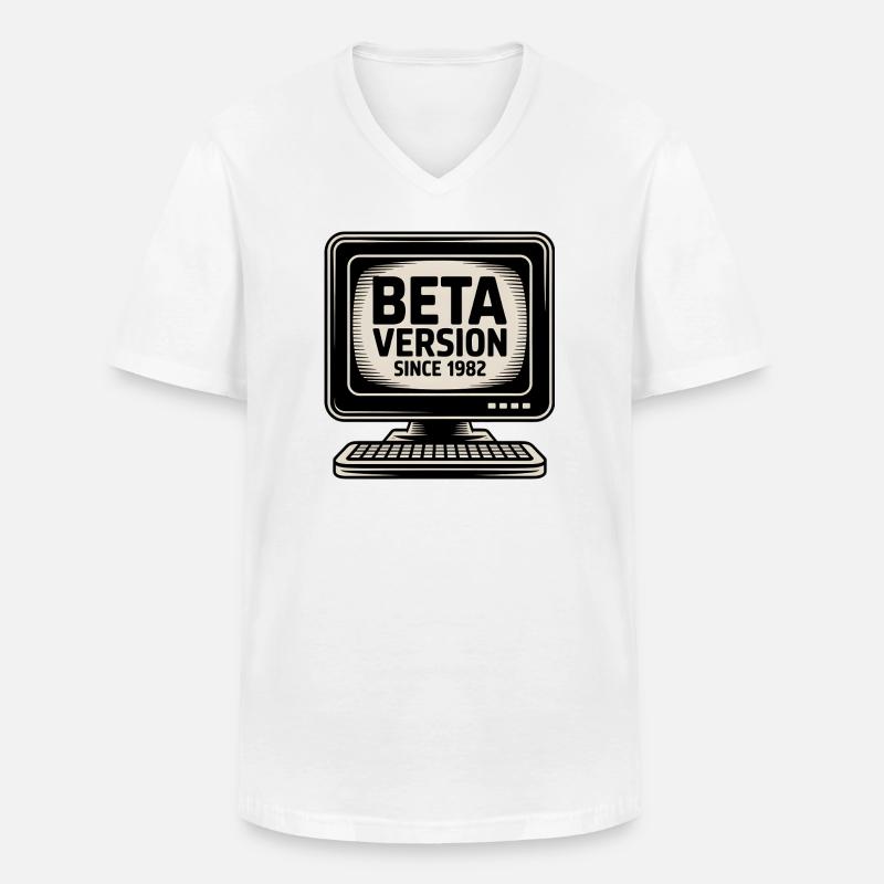 Conception de la version bêta de l’ordinateur rétro - T-shirt col V Homme - blanc