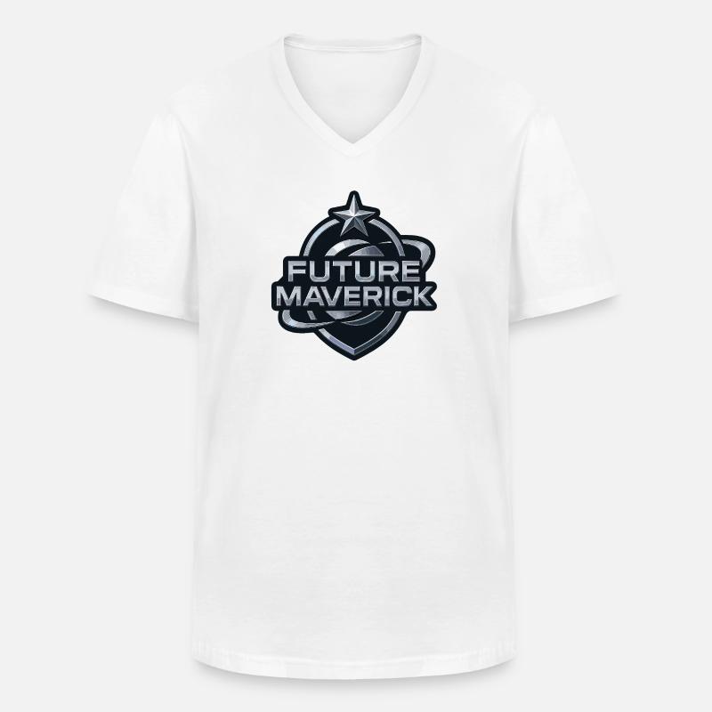 Future Maverick – Chrome Emblem - Männer-T-Shirt mit V-Ausschnitt - Weiß