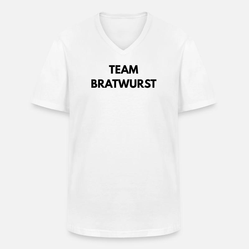 Team Bratwurst – Lustiger Spruch - Männer-T-Shirt mit V-Ausschnitt - Weiß