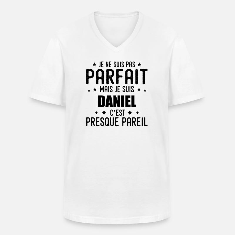 Daniel: authentisch, unvollkommen, oberflächlich, perfekt - Männer-T-Shirt mit V-Ausschnitt - Weiß