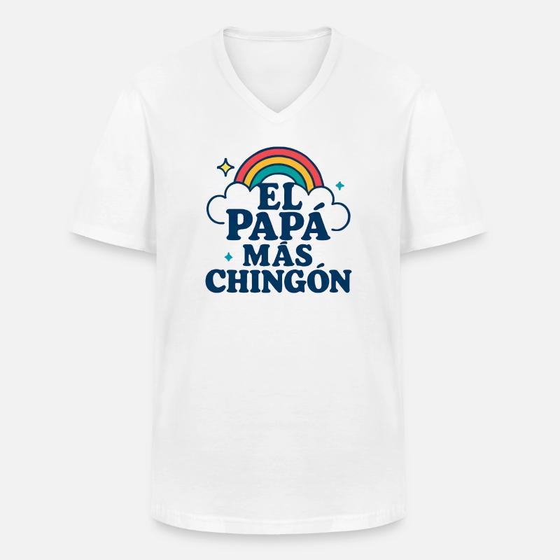 El Papa Mas Chingon - Männer-T-Shirt mit V-Ausschnitt - Weiß
