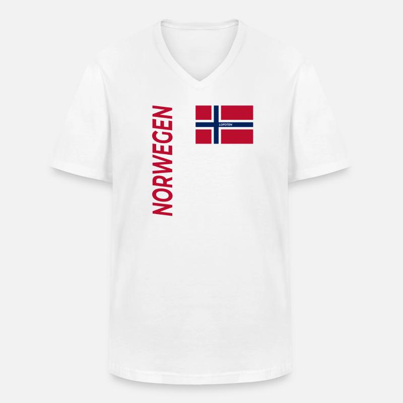 MOSKENESØY - Männer-T-Shirt mit V-Ausschnitt - Weiß