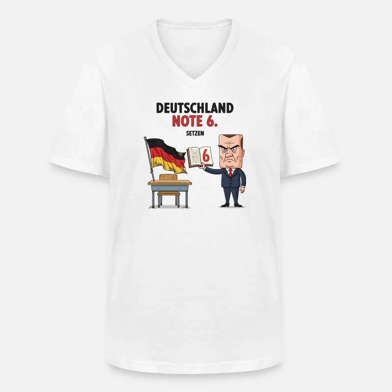 Deutschland Note 6 Motiv mit Lehrer  - Männer-T-Shirt mit V-Ausschnitt - Weiß