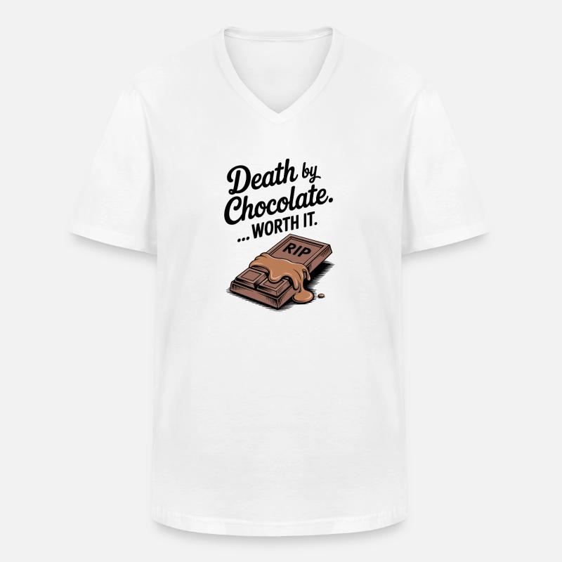 Tod durch Schokolade... Es lohnt sich - Männer-T-Shirt mit V-Ausschnitt - Weiß