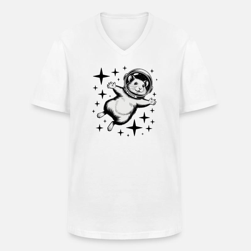 Hamster in Space - Cool Astonomy Logo - Männer-T-Shirt mit V-Ausschnitt - Weiß