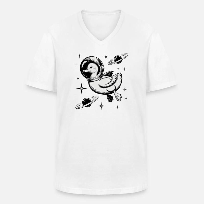Goose in Space - Cool Astonomy Logo - Männer-T-Shirt mit V-Ausschnitt - Weiß