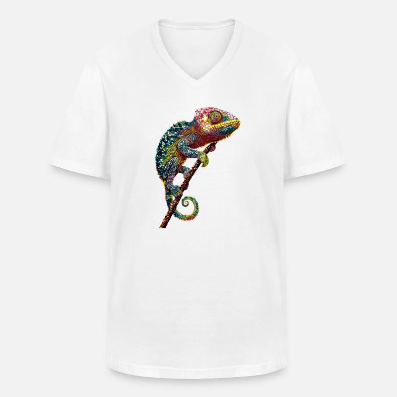 Chamäleon Echse Reptil Chameleon Leguan Eidechse - Männer-T-Shirt mit V-Ausschnitt - Weiß