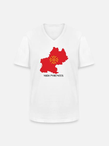 Map of the Midi-Pyrénées - Men's V-Neck T-Shirt - white