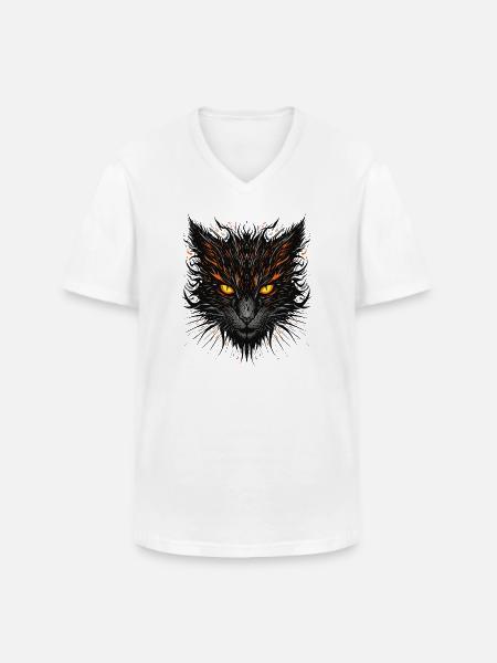 Bold Cat - Men's V-Neck T-Shirt - white