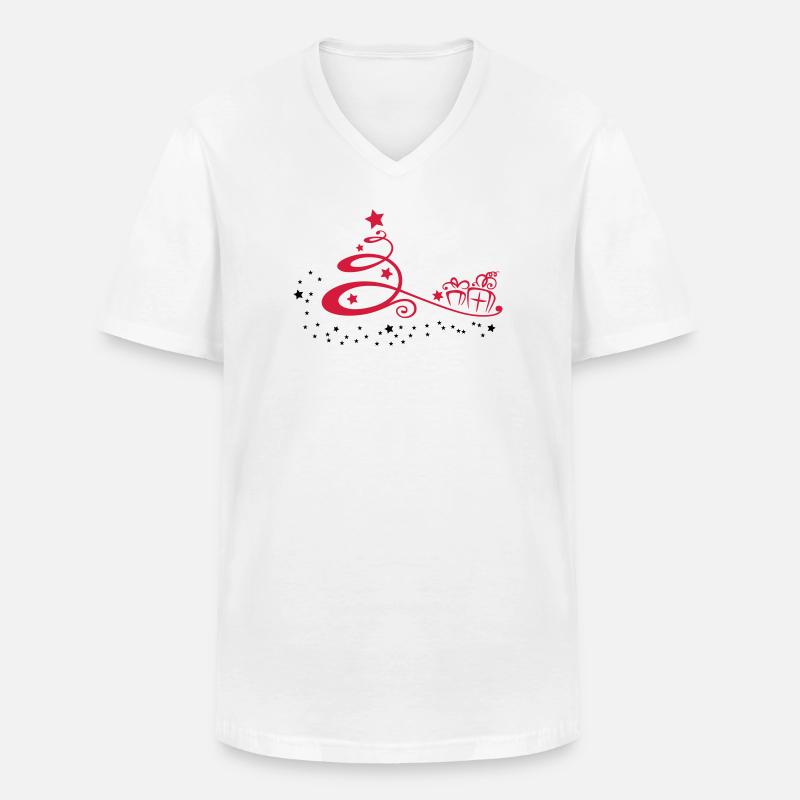 Weihnachtsbaum mit Sternen und Geschenken - Männer-T-Shirt mit V-Ausschnitt - Weiß