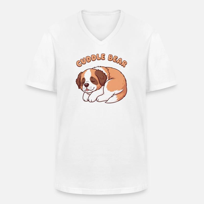 Schlafender Bernhardiner Welpe – Cuddle Bear - Männer-T-Shirt mit V-Ausschnitt - Weiß