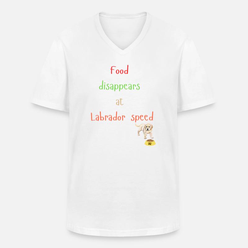 Labrador Cibo Scomparsa Design Giocoso - Maglietta da uomo classica con scollo a V - bianco