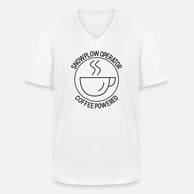 Snowplow Operator Coffee Powered Schneepflugfahrer - Männer-T-Shirt mit V-Ausschnitt - Weiß