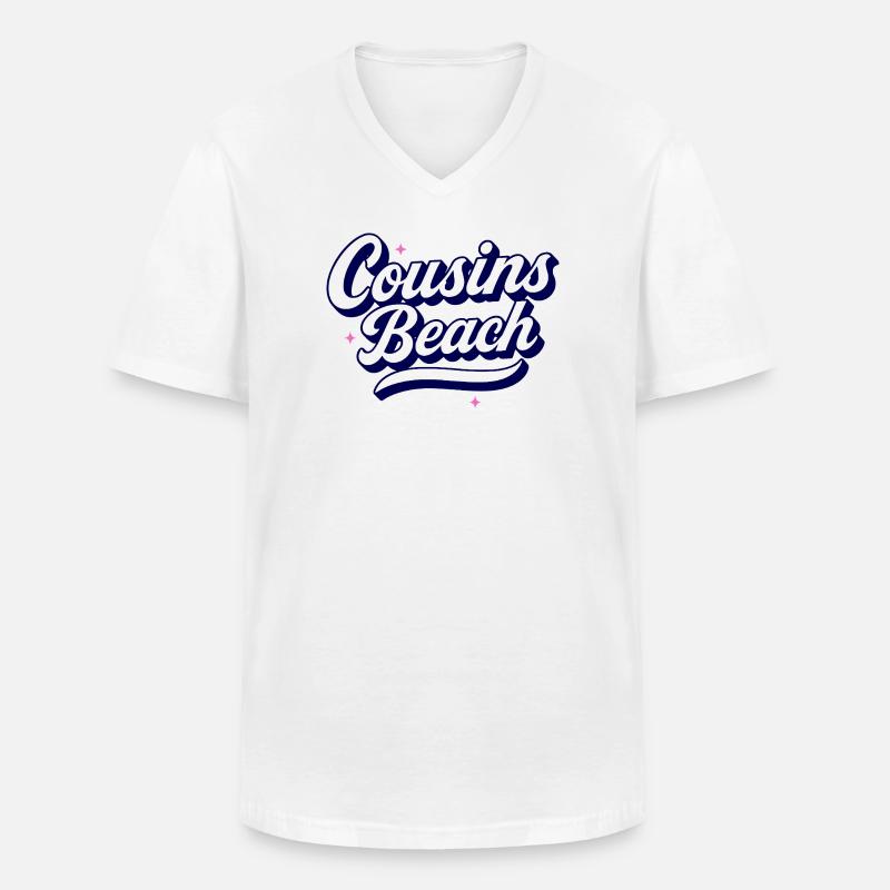 Cousins Beach – Retro Script Design - Männer-T-Shirt mit V-Ausschnitt - Weiß