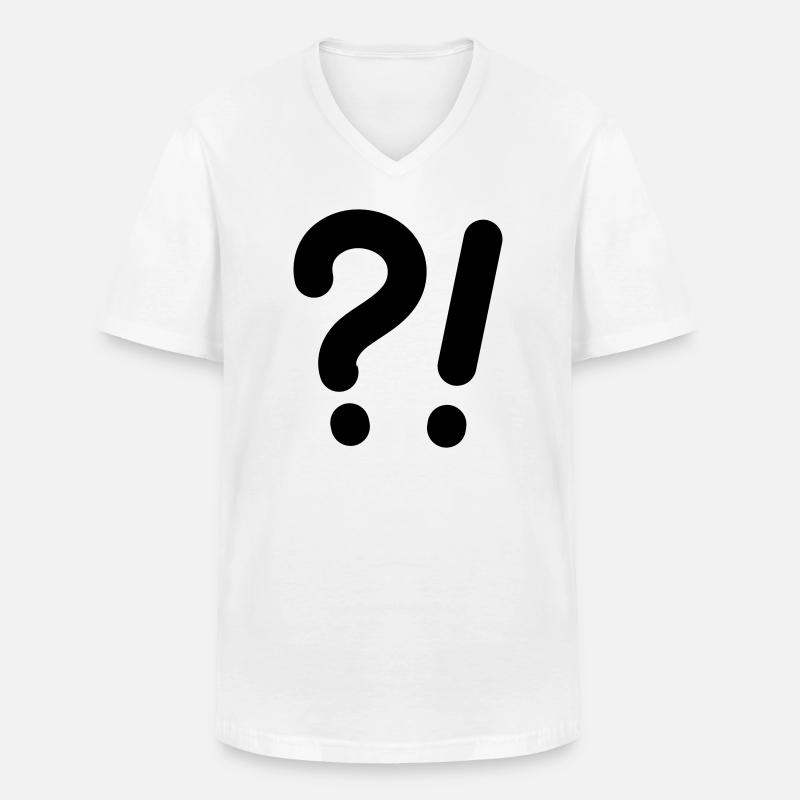 Points d’interrogation et points d’exclamation - T-shirt col V Homme - blanc