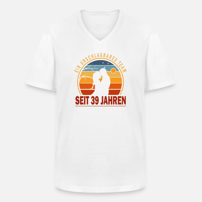 39 Jahre Beziehung Geschenk Ehemann Ehefrau - Männer-T-Shirt mit V-Ausschnitt - Weiß