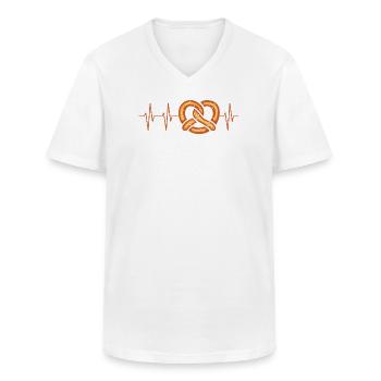Illustration ECG de battement de cœur de bretzel - T-shirt col V Homme - blanc - Devant - AI Model Male 185 light (185cm)