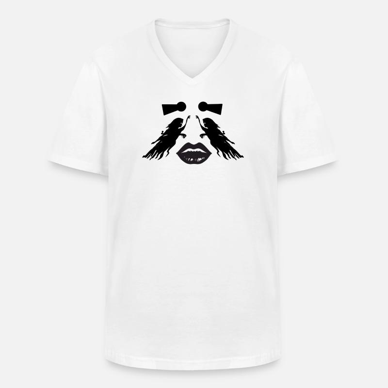 Kunst Gesicht Illusion – weibliche Abstraktion - Männer-T-Shirt mit V-Ausschnitt - Weiß